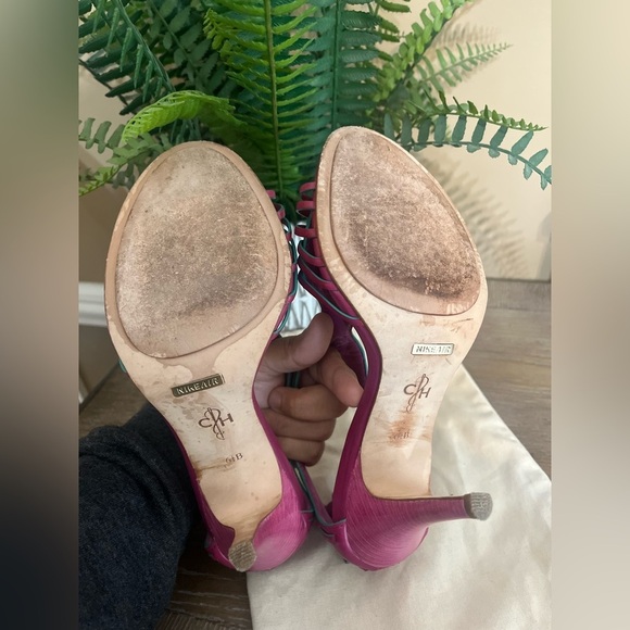 Cole Haan Woven T-Strap Stiletto Sandals with Nike Air Tech in Beet - Size 6.5 - Picture 9 of 15